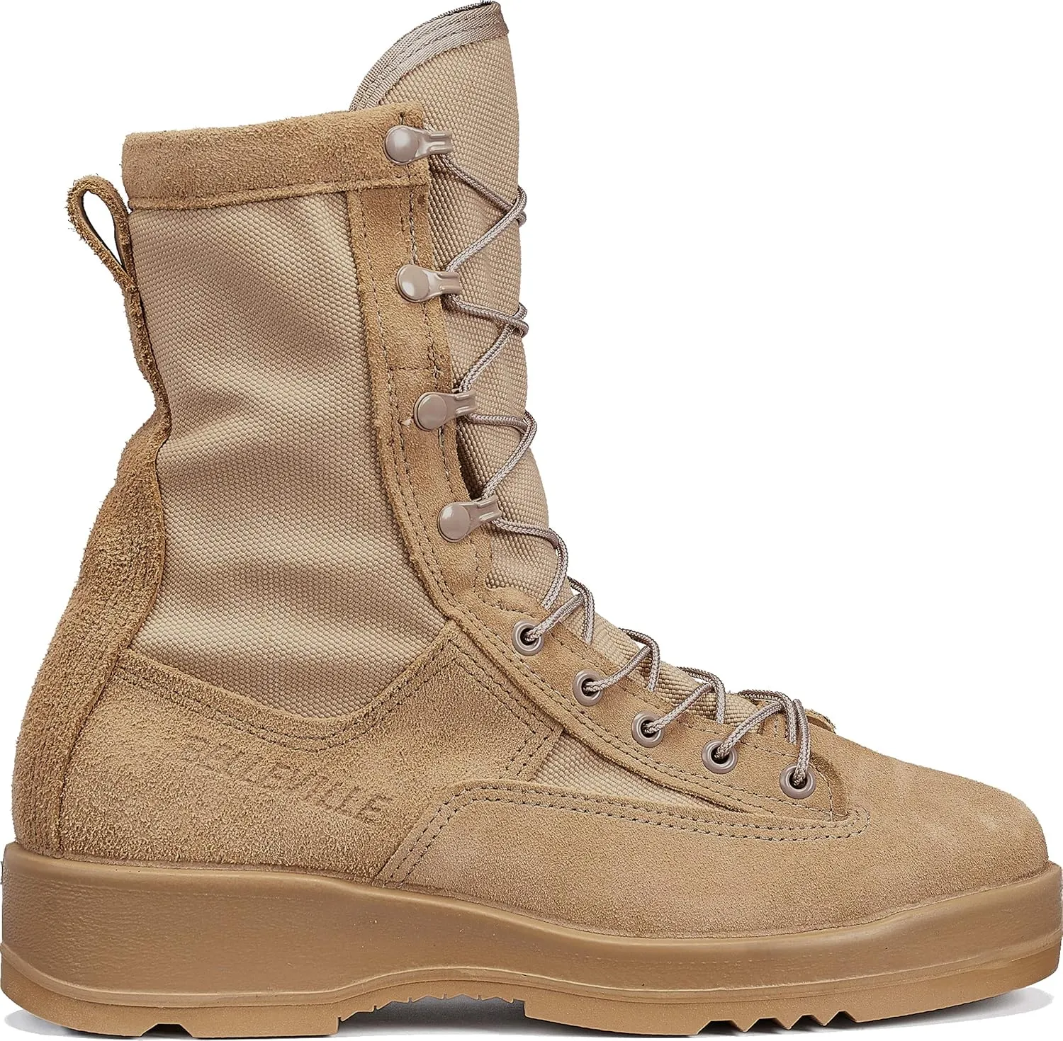 Belleville 330DES ST 8 Inch Hot Weather Steel Toe Flight Combat Boots for Men - USMC Navy Desert Tan Leather with Dri-Lex Lining and Vibram Chevron Outsole; Berry Compliant