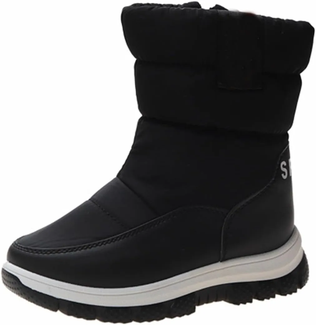 Big Kids Thick Snow Boots Boys Girls Kids Childrens Outdoor Ski Fashion Shoes Winter Warm Light Non Slip Flat Booties