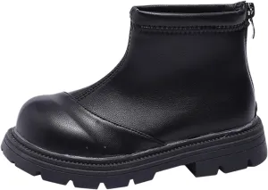 Black Platform Booties for Toddler Girls Front Zipper Cheer Shoes Outdoor Warm Non Slip Mary Jane Shoes Boots Link