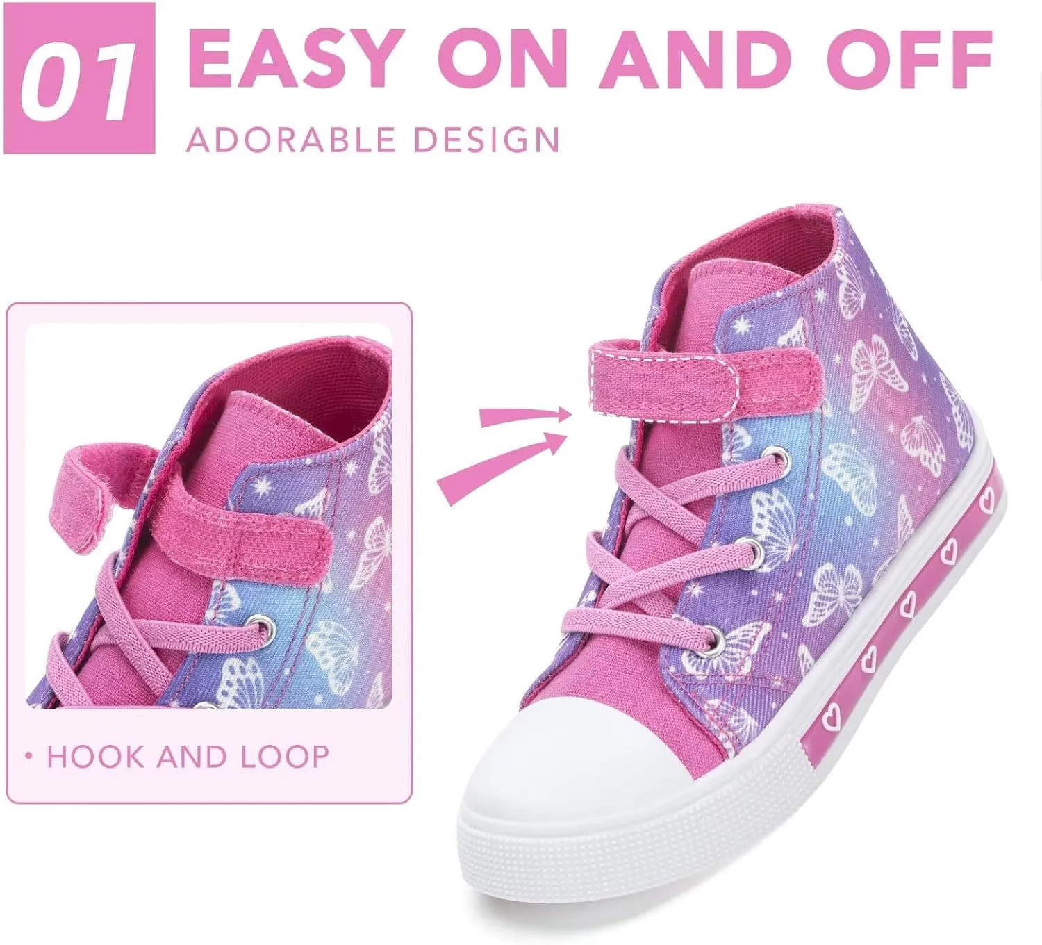 Boys Girls Light Up Sneakers Toddler Canvas High Top Fashion Sneaker Kids Casual Walking Shoes
