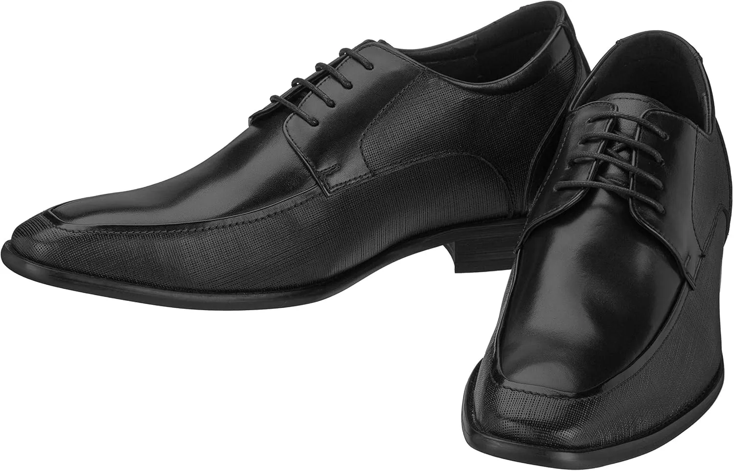CALTO Men's Invisible Height Increasing Elevator Shoes - Black Premium Leather Lace-up Formal Derby Oxfords - 3 Inches Taller - Y5032 - Size 7.5 D(M) US
