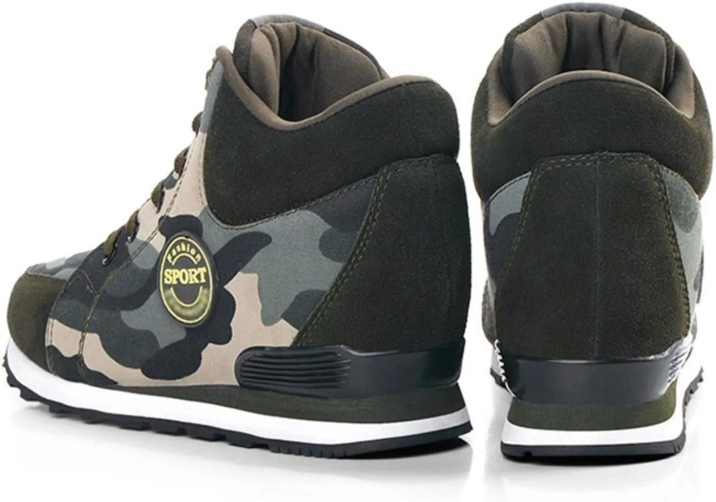 Camo Canvas Chunky Sneakers for Women & Girls, 2-Inch Height Increase, Lightweight Casual Shoes for Hiking, Walking, Streetwear