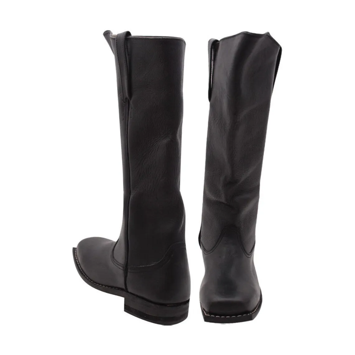 Cavalry Civil War Men's Black Leather Long Boots Military Men's civil war boots Solider's cowboy boots Made of Leather