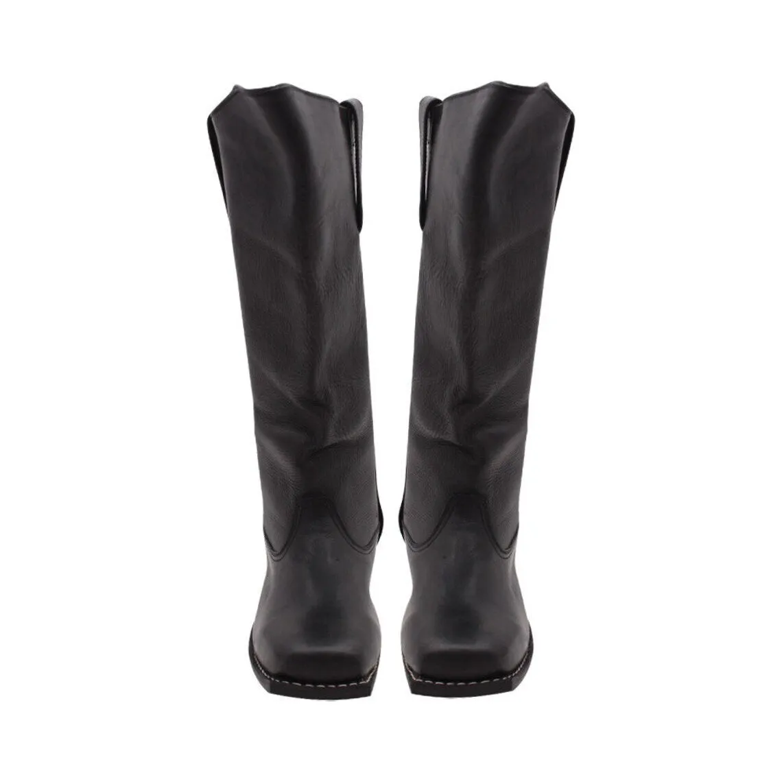 Cavalry Civil War Men's Black Leather Long Boots Military Men's civil war boots Solider's cowboy boots Made of Leather