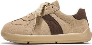 Children's Classic Retro Rubber Sole Fashion Sneakers, Lace-Up and Hook and Loop Design, Non-Slip Casual Street Style Shoes