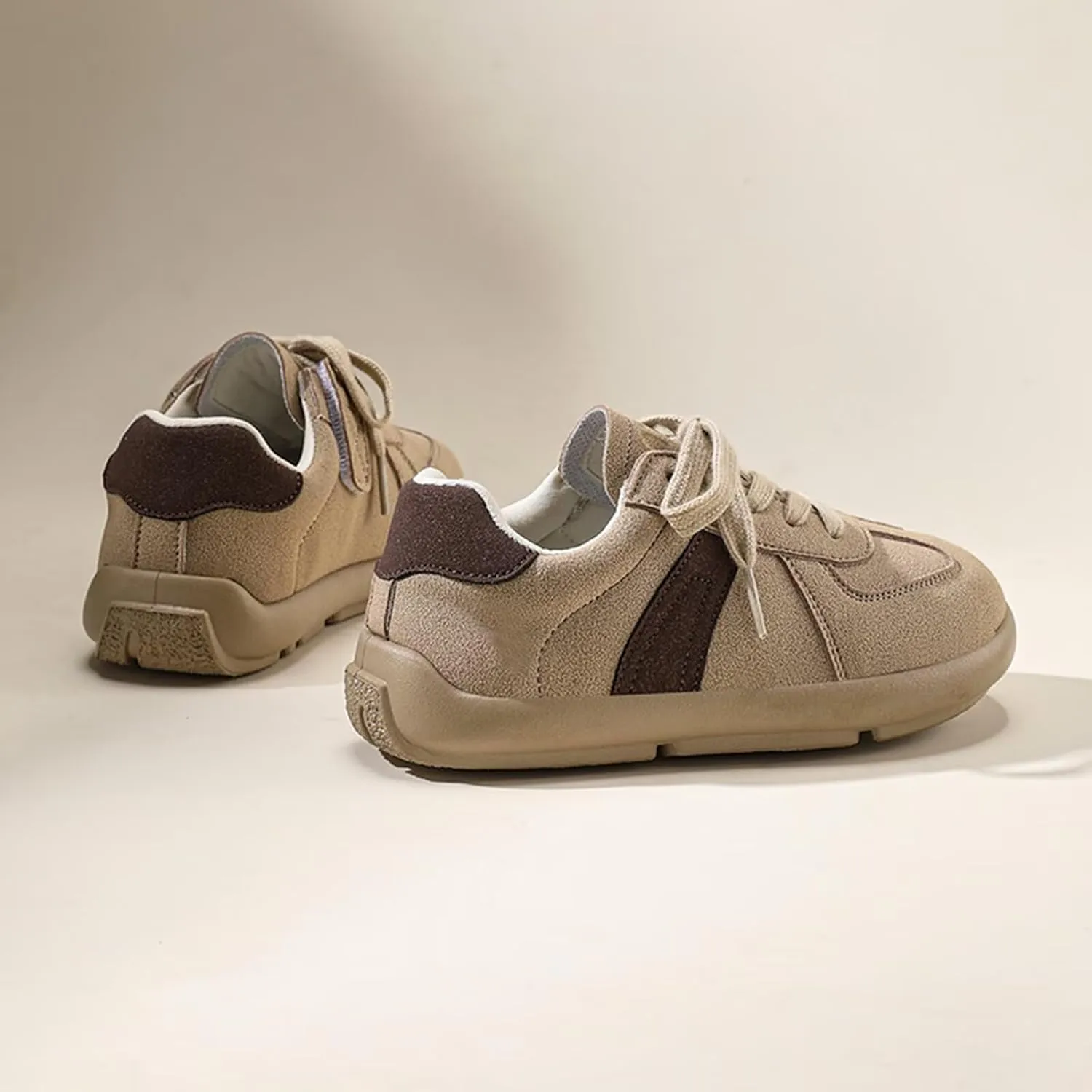Children's Classic Retro Rubber Sole Fashion Sneakers, Lace-Up and Hook and Loop Design, Non-Slip Casual Street Style Shoes