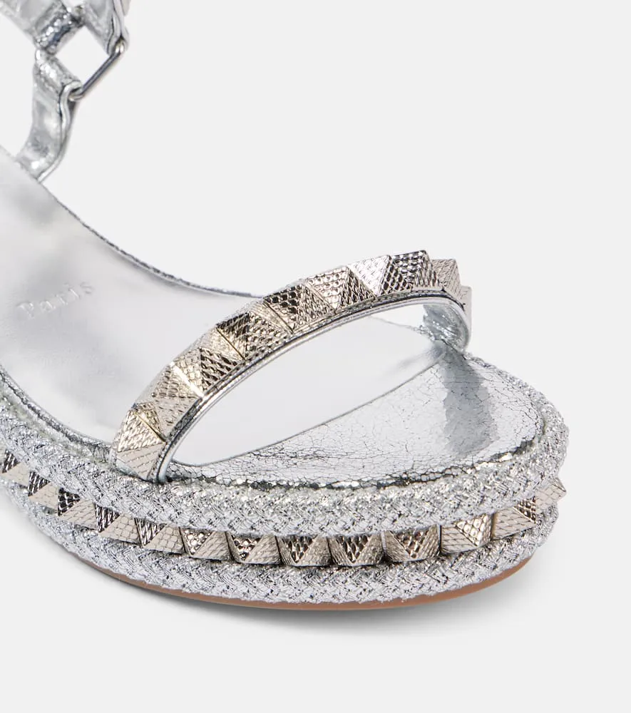 Christian Louboutin Pyraclou 60 studded leather espadrille wedges