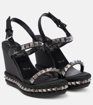 Christian Louboutin Pyraclou embellished leather espadrilles