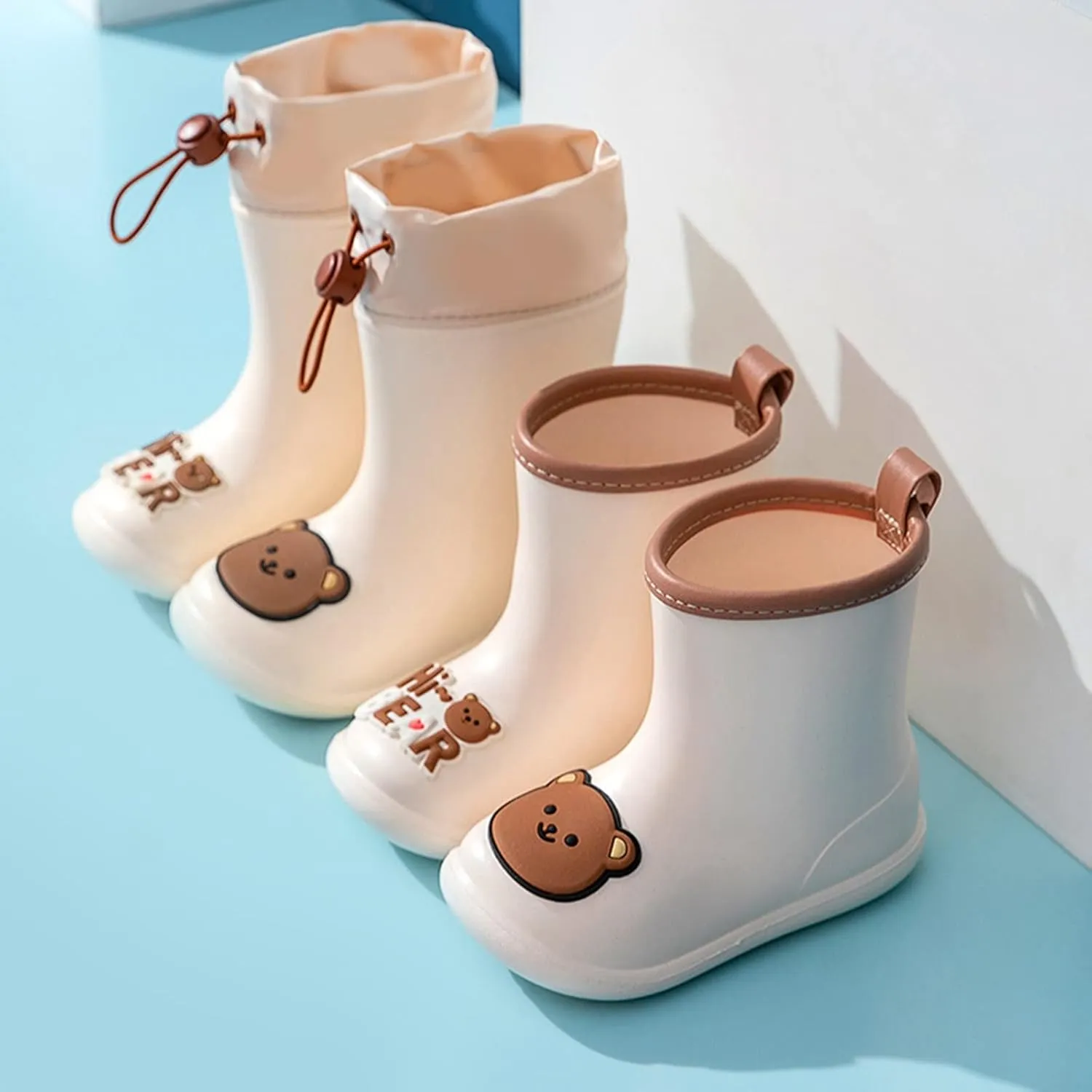 Classic Rain Boots for Boys Girls, Toddler Rubber Rain Boots Infant Cartoon Boys Girls Rubber Waterproof Rain Shoes (A, 14.00)