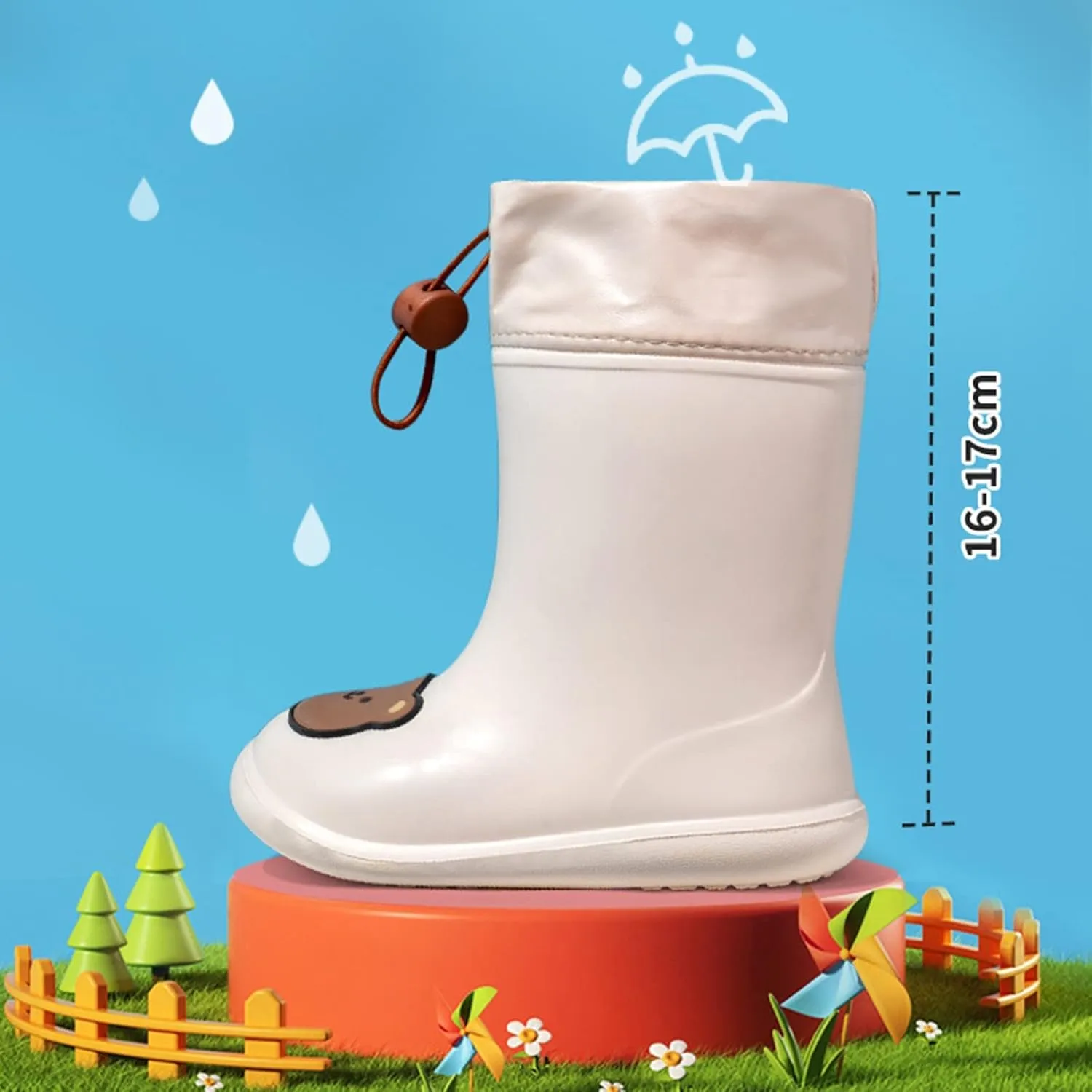 Classic Rain Boots for Boys Girls, Toddler Rubber Rain Boots Infant Cartoon Boys Girls Rubber Waterproof Rain Shoes (A, 14.00)