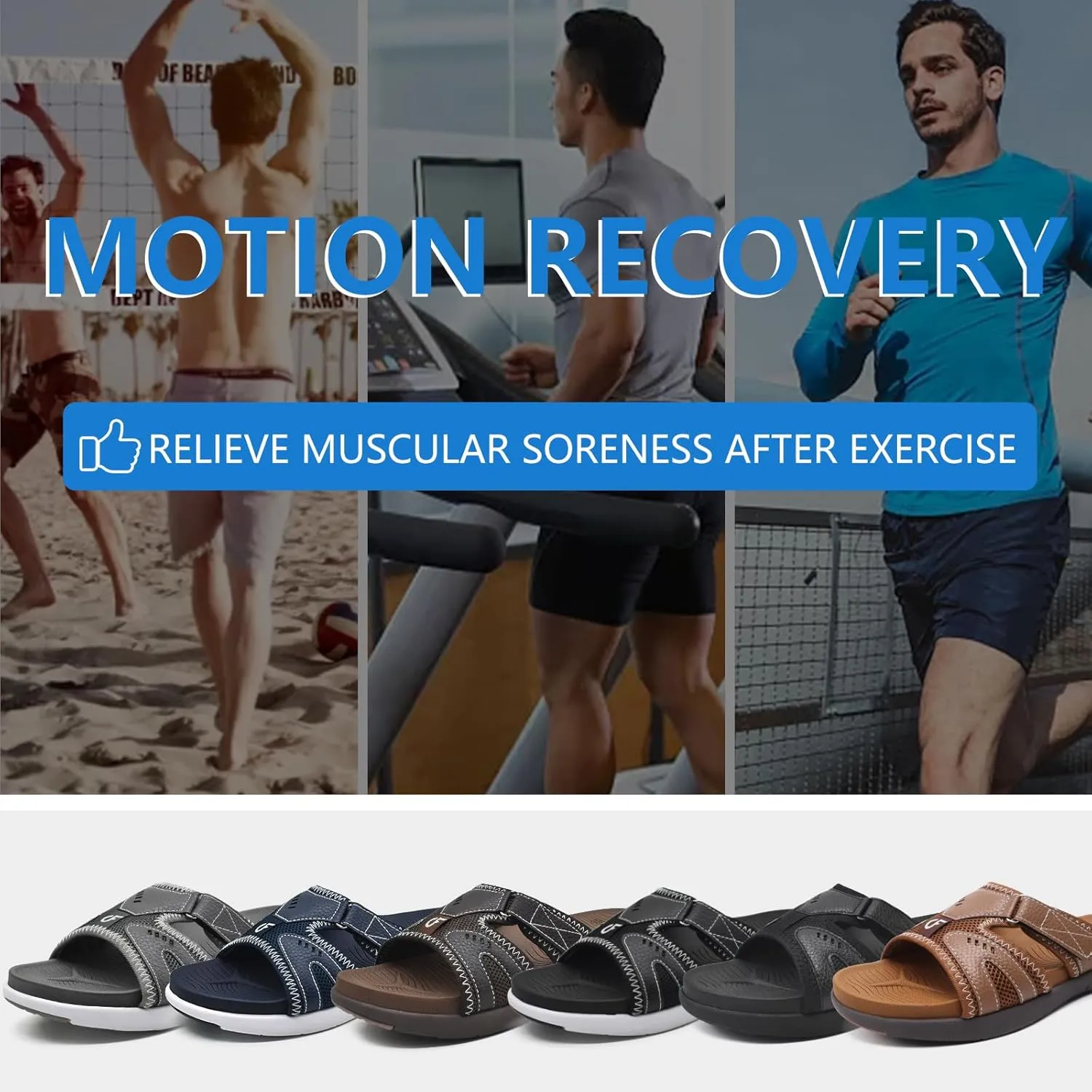 COFACE Mens Sport Recovery Sandals Plantar Fasciitis Soft Cushion Lightweight Orthotic Slides for Men
