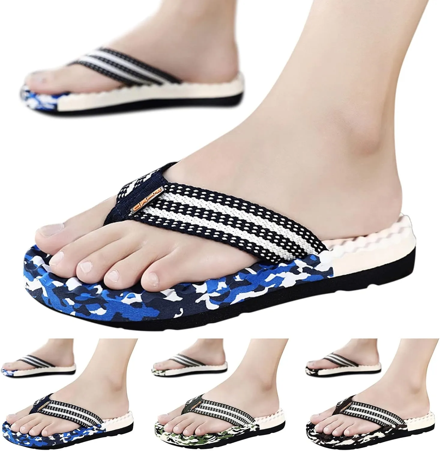 Comfortable Cushion Walking Thong Sandals Fashion Summer Men Flip Flops Flat Bottom Thick Bottom Non Slip And Light