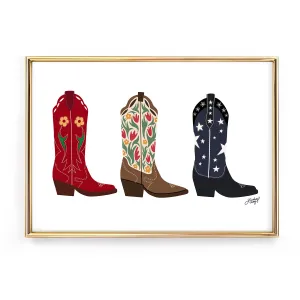 Cowboy Boots Illustration - Art Print