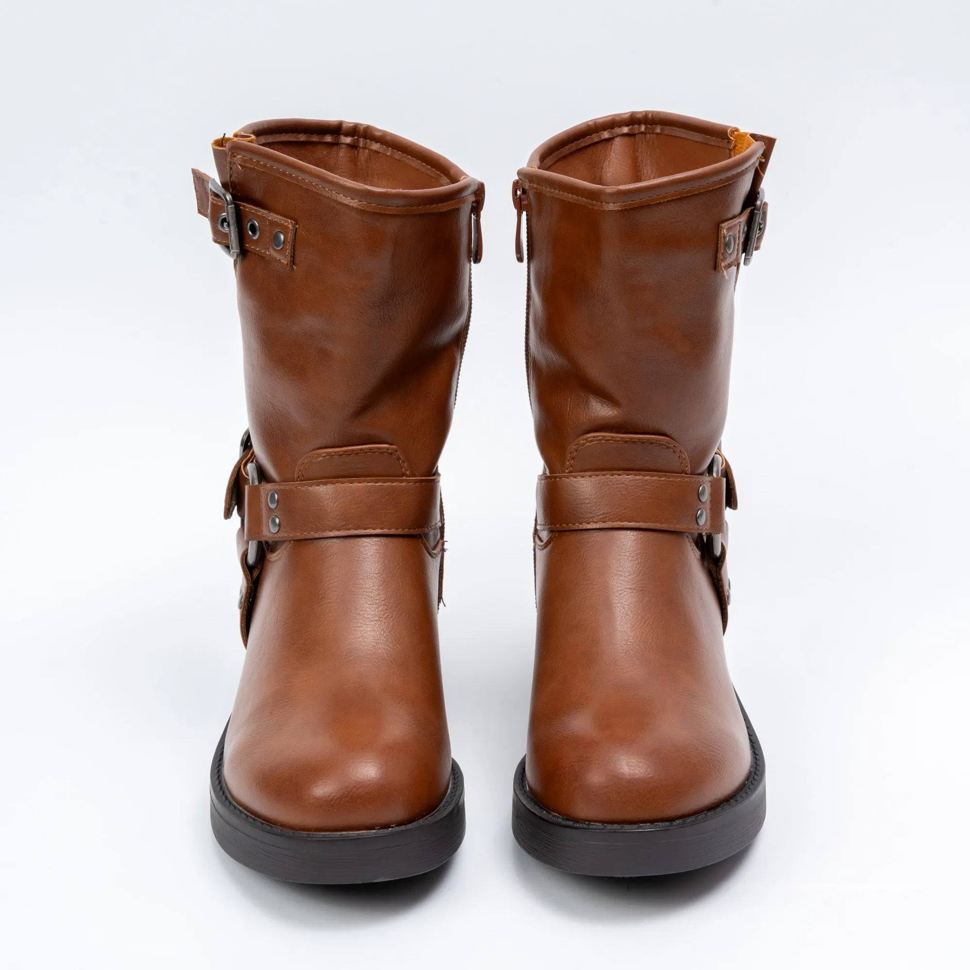 Daring Diva - Camel Belted Boots