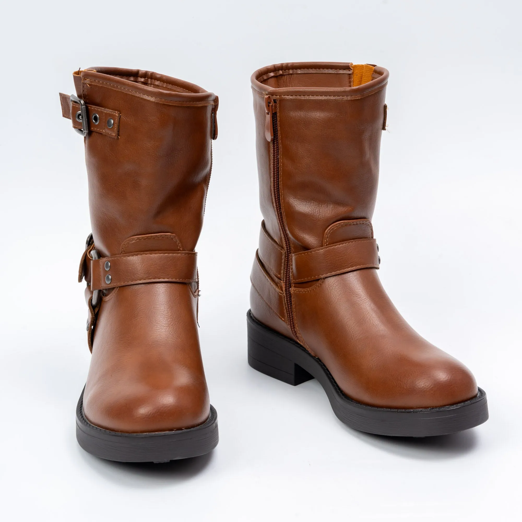 Daring Diva - Camel Belted Boots