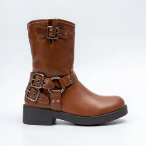 Daring Diva - Camel Belted Boots