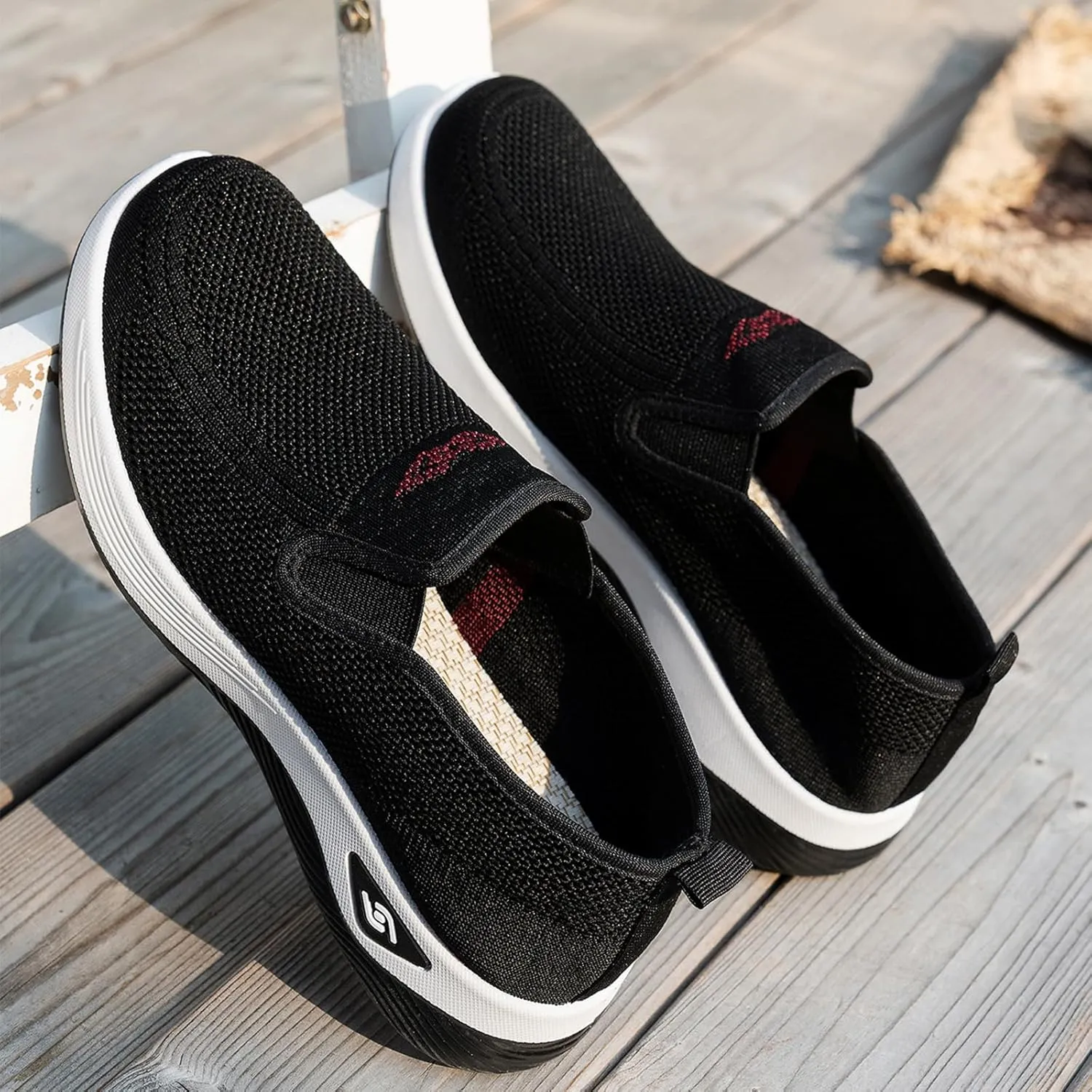 Diabetic Shoes for Women Arch Support Orthopedic Sneakers Lightweight Breathable Mesh Woven Slip-On Sneakers Non-Slip Athletic Gym Running Shoes Trendy Casual Comfortable Loafers