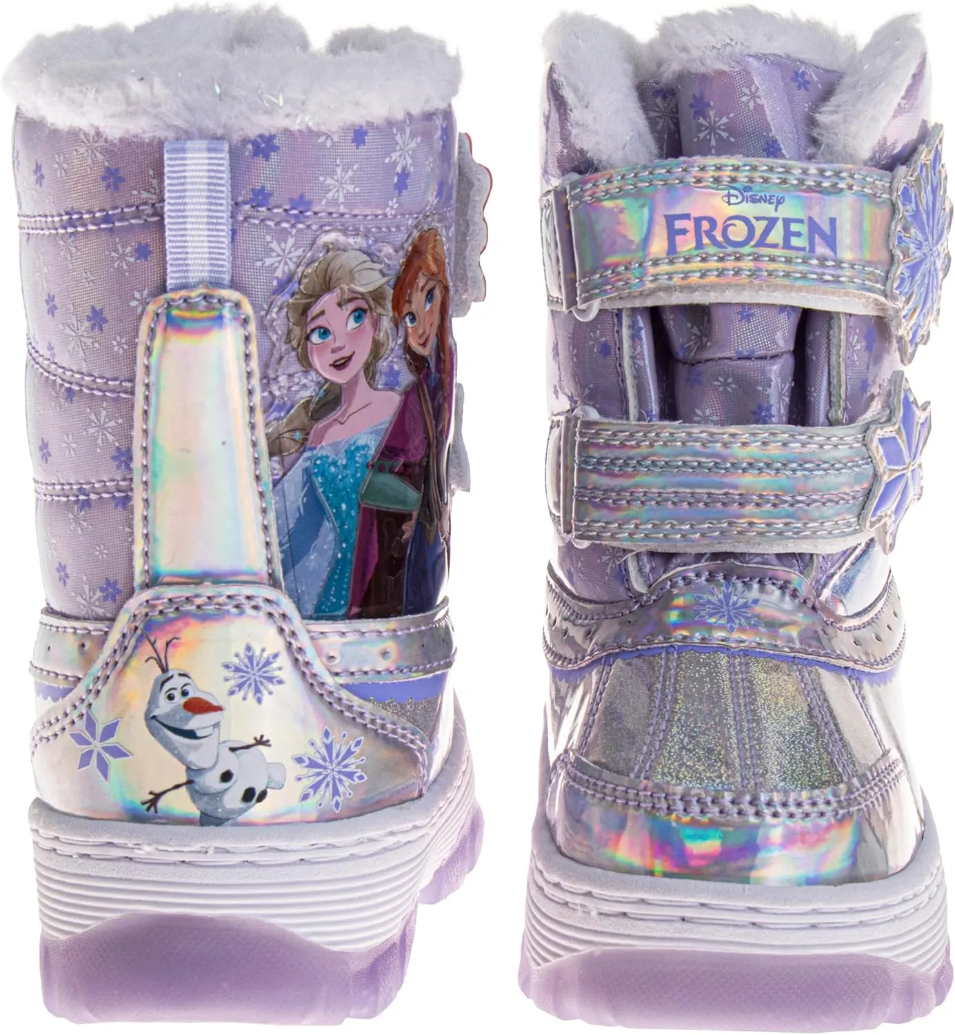 Disney Frozen Elsa and Anna Snowflakes - Girls Insulated Warm Waterproof Winter Snow Boots (Toddler-Little Kid)