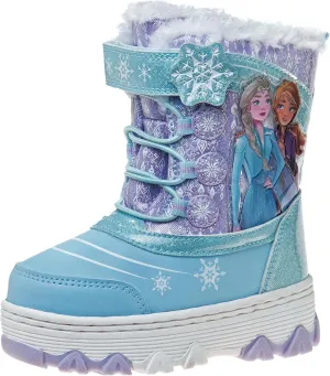 Disney Frozen Elsa and Anna Snowflakes - Girls Insulated Warm Waterproof Winter Snow Boots (Toddler-Little Kid)