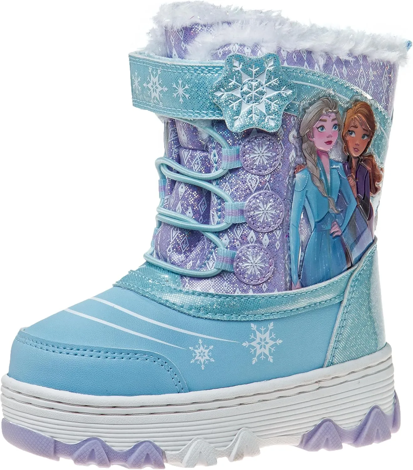 Disney Frozen Elsa and Anna Snowflakes - Girls Insulated Warm Waterproof Winter Snow Boots (Toddler-Little Kid)