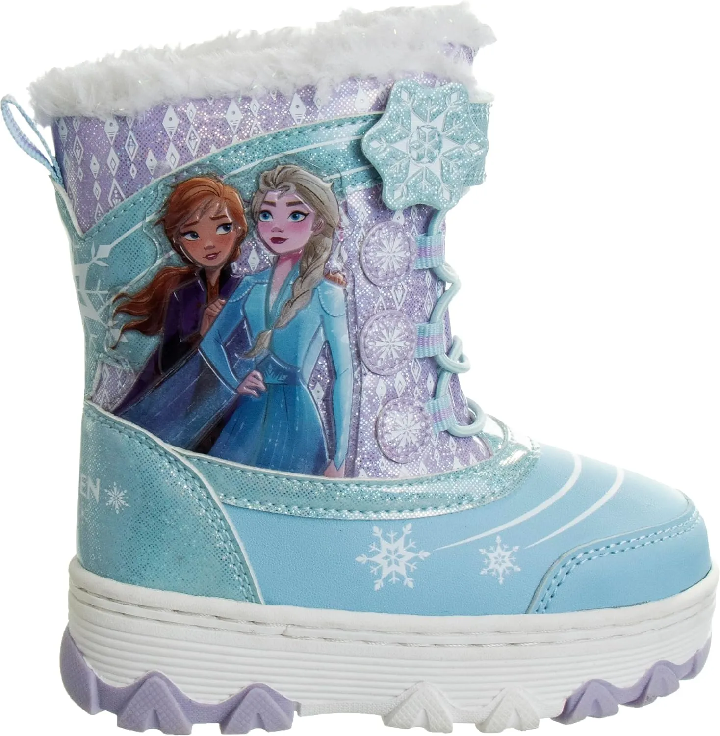 Disney Frozen Elsa and Anna Snowflakes - Girls Insulated Warm Waterproof Winter Snow Boots (Toddler-Little Kid)