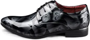 Dress Oxford Shoes for Men Lace Up Brogue Floral Round Toe Derby Shoes Vegan Leather Low Top Non Slip Anti-Slip Slip Resistant Party (Color : Grey, Size : 11.5)