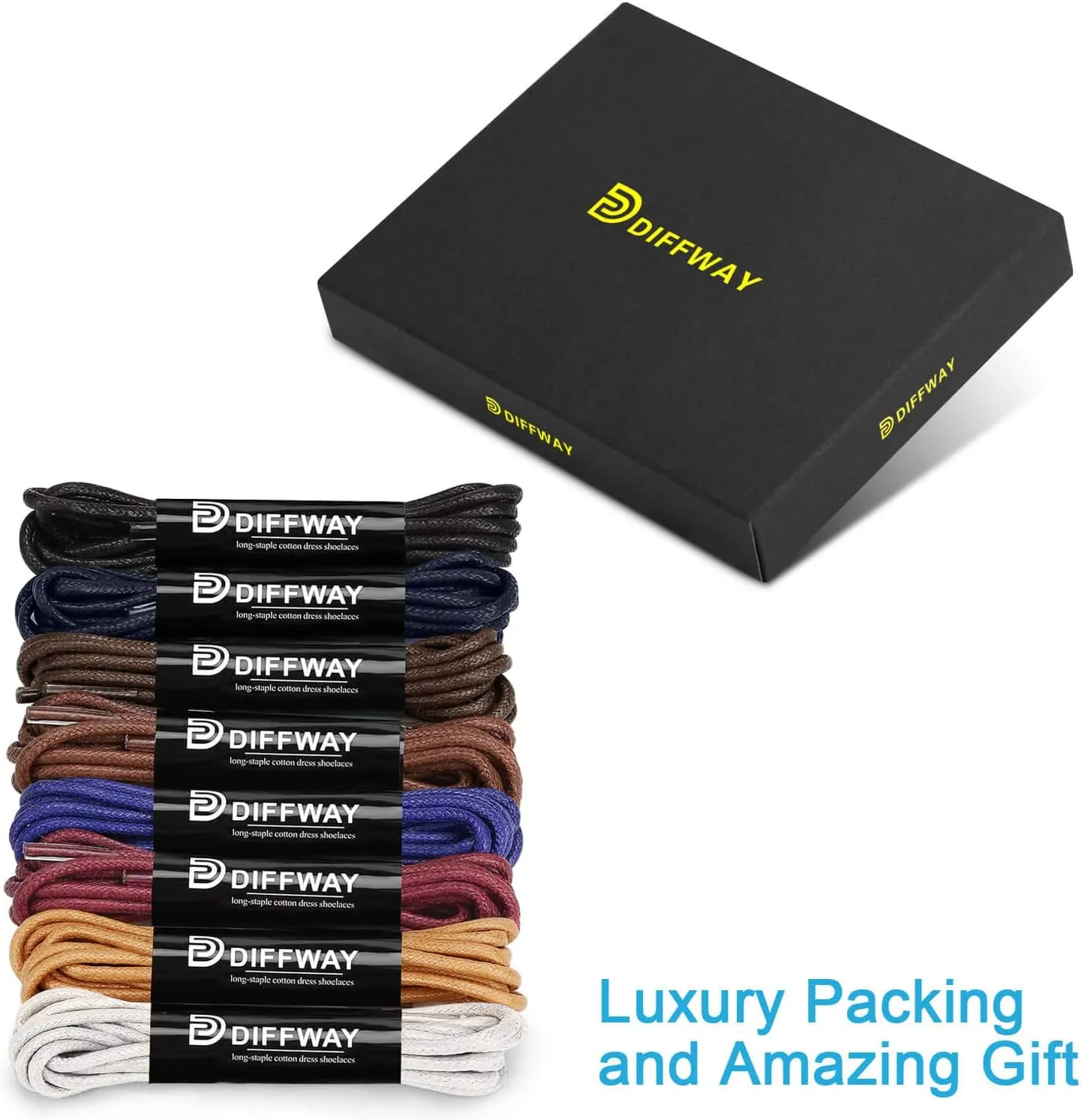 Dress Shoe Laces - 8 Pairs, Premium Round Colored Waxed Shoelaces of Oxford Chukka for Men and Women 3/32'' Thin