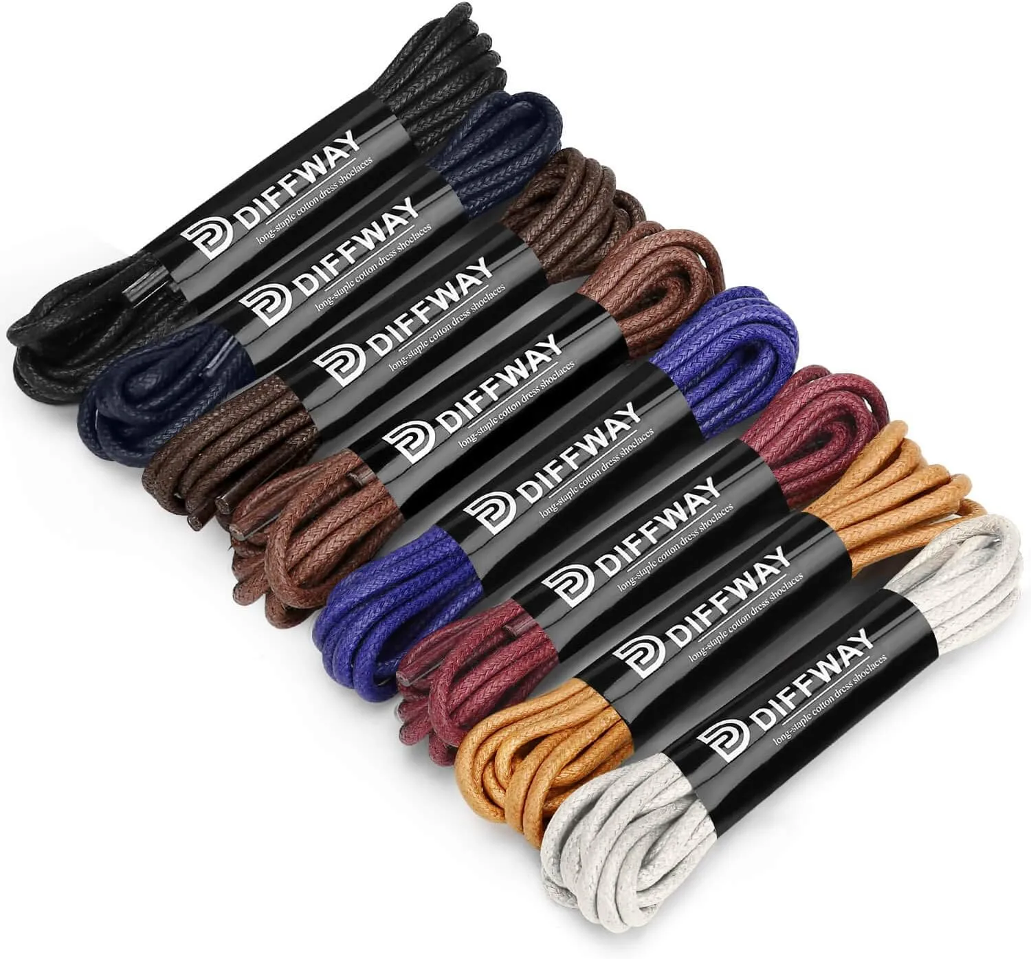 Dress Shoe Laces - 8 Pairs, Premium Round Colored Waxed Shoelaces of Oxford Chukka for Men and Women 3/32'' Thin