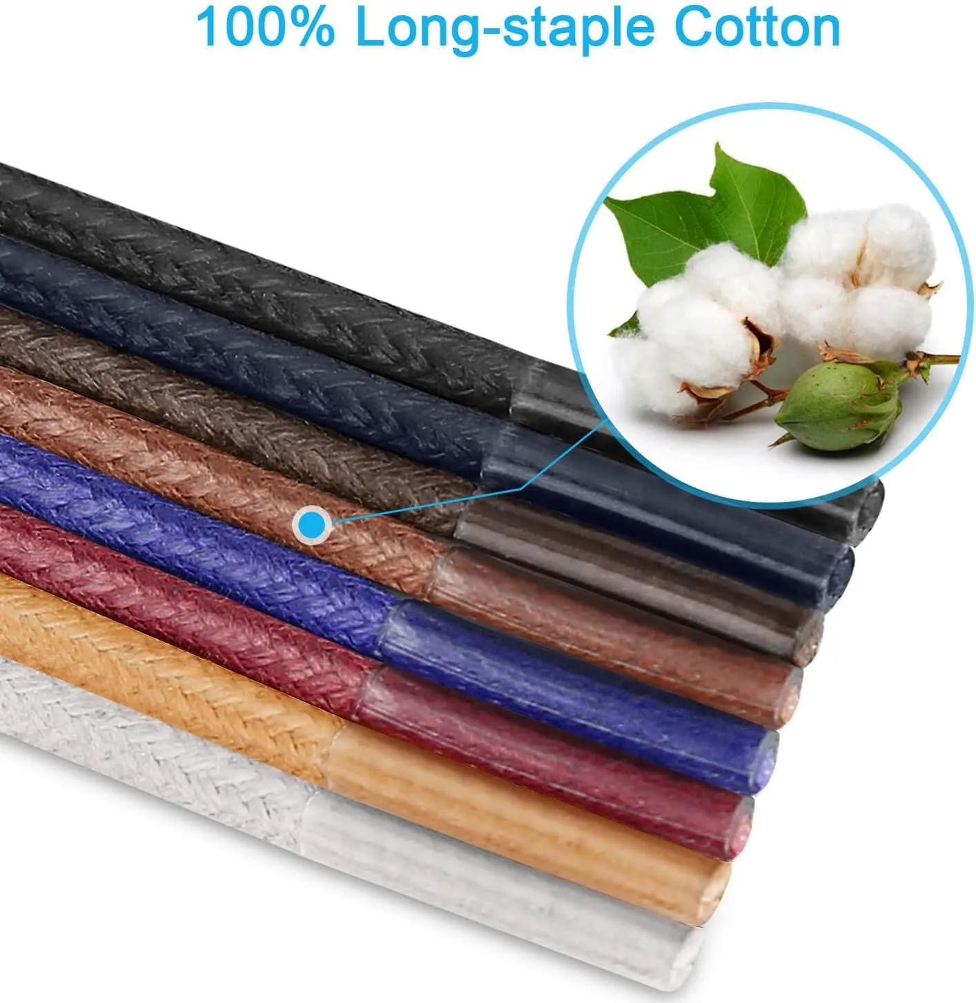 Dress Shoe Laces - 8 Pairs, Premium Round Colored Waxed Shoelaces of Oxford Chukka for Men and Women 3/32'' Thin