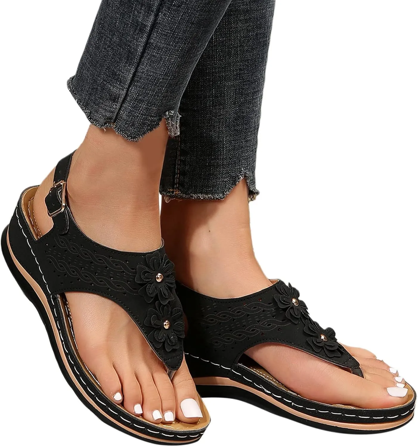 Eduavar Sandals for Women Casual, Women's Sandals Fashion Sport Open Toe Sandals Shoes Casaul Wedge Platforms Sandals