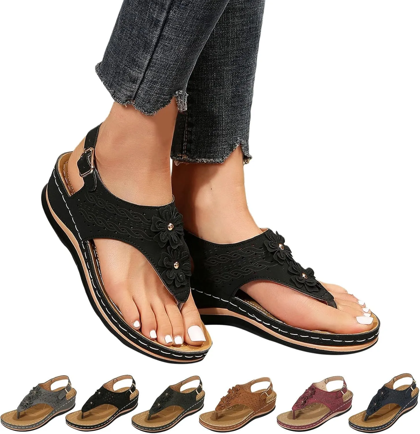 Eduavar Sandals for Women Casual, Women's Sandals Fashion Sport Open Toe Sandals Shoes Casaul Wedge Platforms Sandals