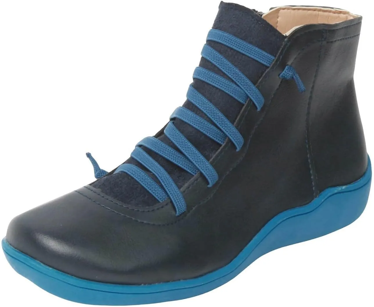 Fall Boots Womens Ankle Boots Arch Support Flat Heel Fashion Lace Up Zipper Booties Cowboy Walking Short Bootie