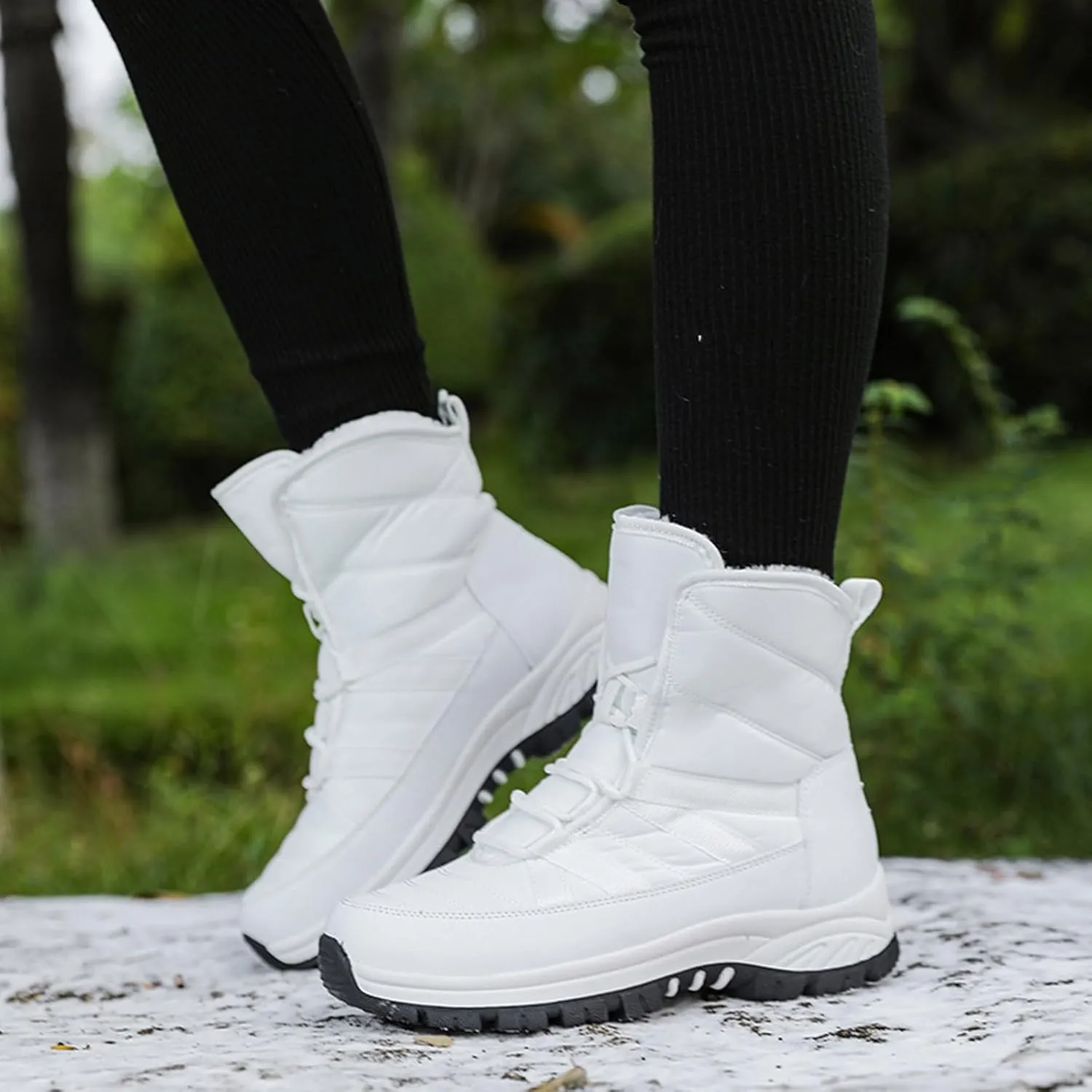 Fall Boots Womens Winter Fashion Snow Boots Lace Up Lug Sole Non Slip Waterproof Hiking Boot