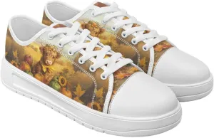 Fall Girls Canvas Sneakers Low-Top Slip On Shoes Non Slip Wide Tennis Shoes Flat Classis Sneakers for Women