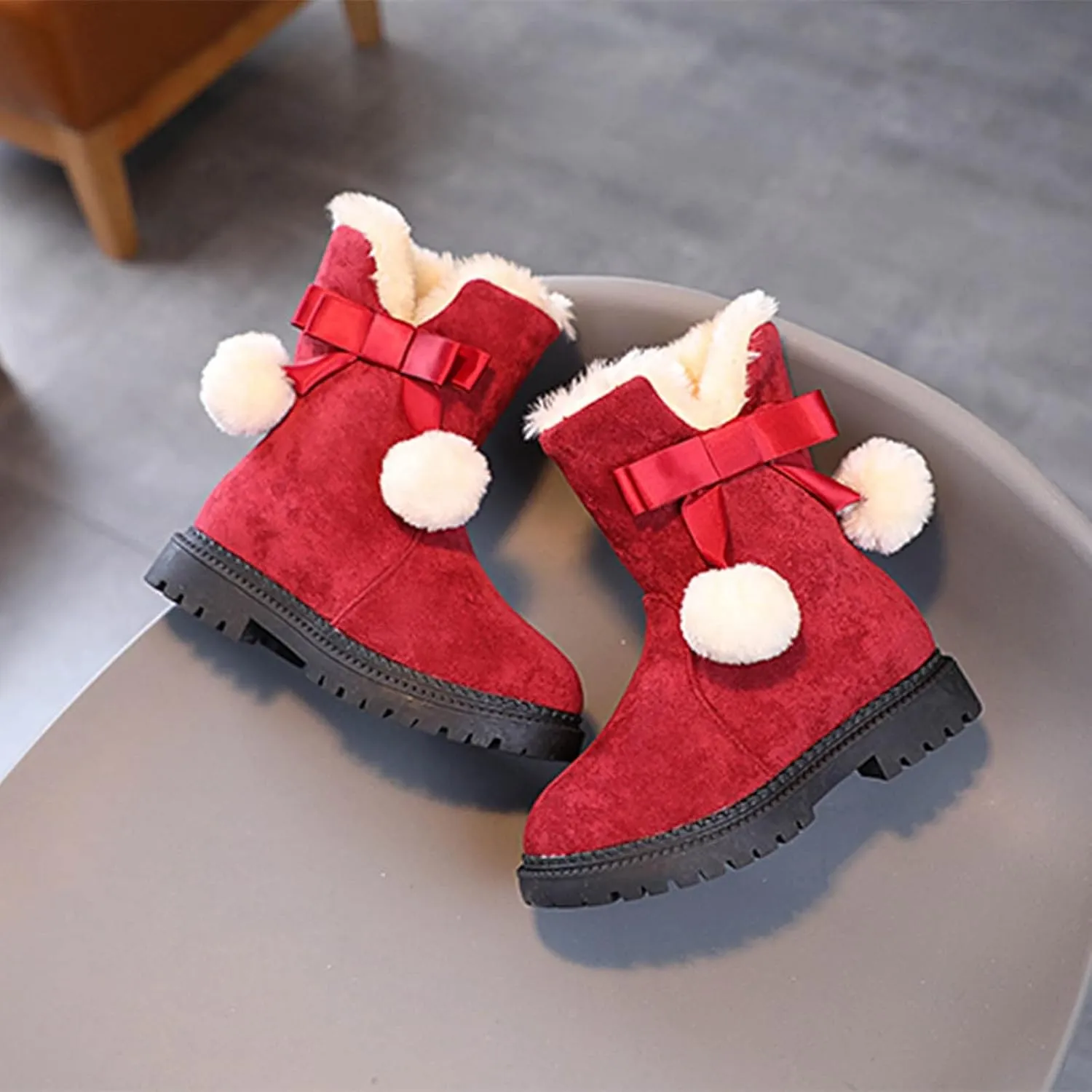 Fashion Autumn And Winter Girls Snow Boots Thick Bottom Non Slip Warm And Comfortable Solid Color Zipper Princess Boots