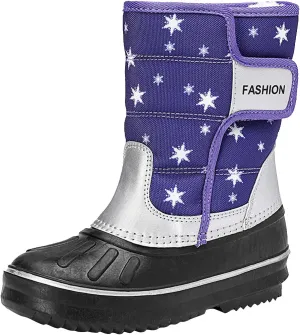 Fashion Fuzzy Snow Boots For Big Kids Boys Childrens Rubber Sole Ski Shoes Outdoor Warm Comfy Non Slip Booties Cotton