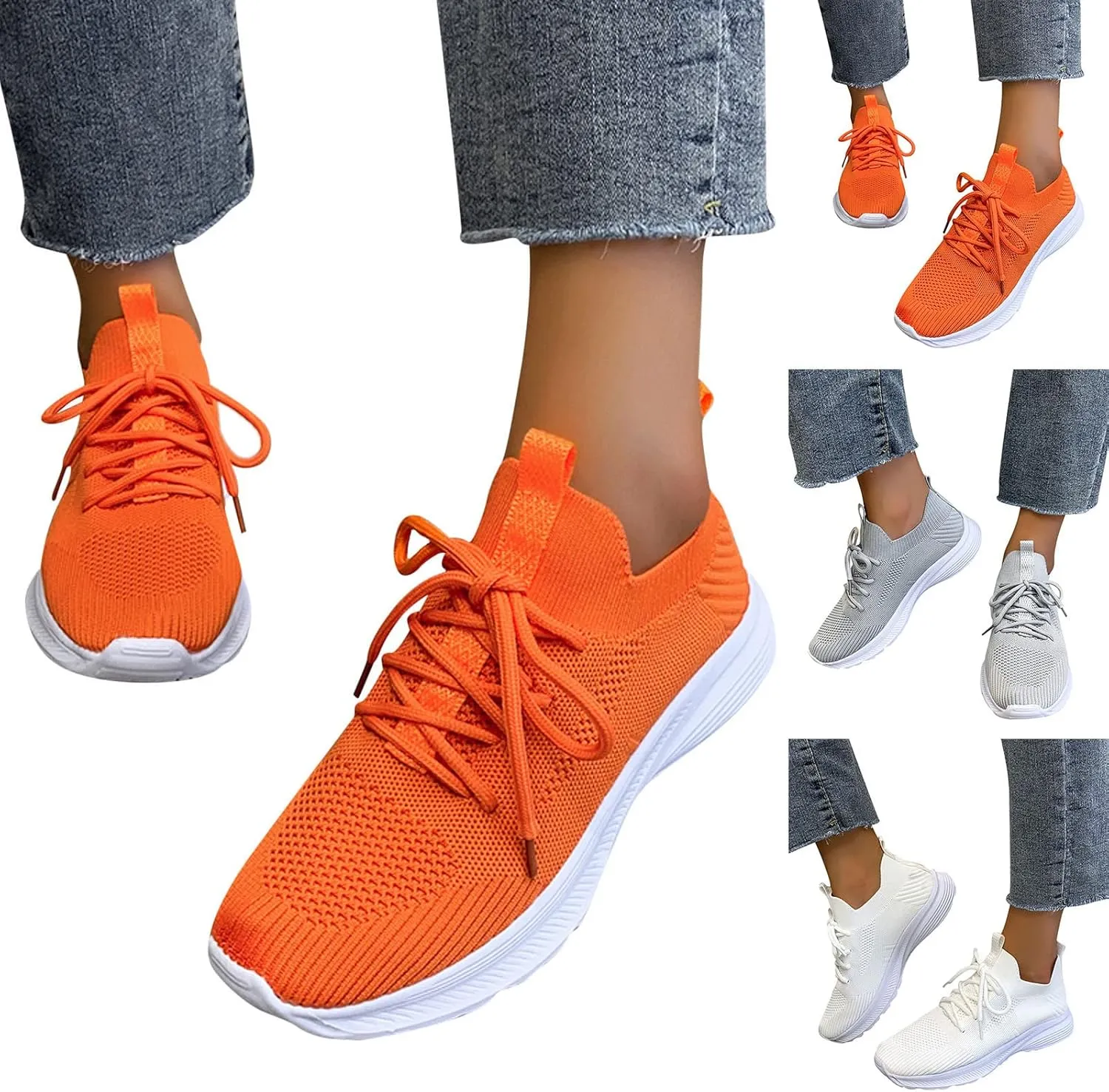 Fashion Spring and Summer Women Sports Shoes Flat Bottom Lightweight Flying Woven Mesh Cushioning Water Shoes Adults