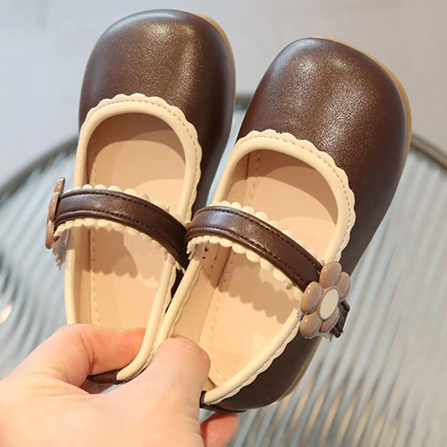 Fashion Spring Summer Children Casual Shoes Girl Dress Shoes Flat Sole Light and Rain Boots for Girls Size 10 (Brown, 18-24 Months)