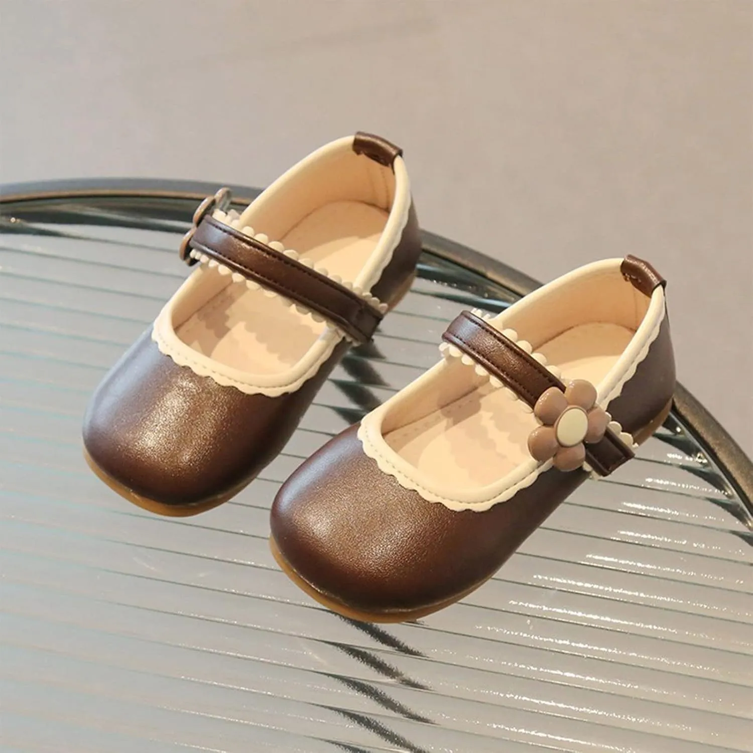 Fashion Spring Summer Children Casual Shoes Girl Dress Shoes Flat Sole Light and Rain Boots for Girls Size 10 (Brown, 18-24 Months)