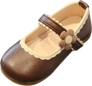 Fashion Spring Summer Children Casual Shoes Girl Dress Shoes Flat Sole Light and Rain Boots for Girls Size 10 (Brown, 18-24 Months)