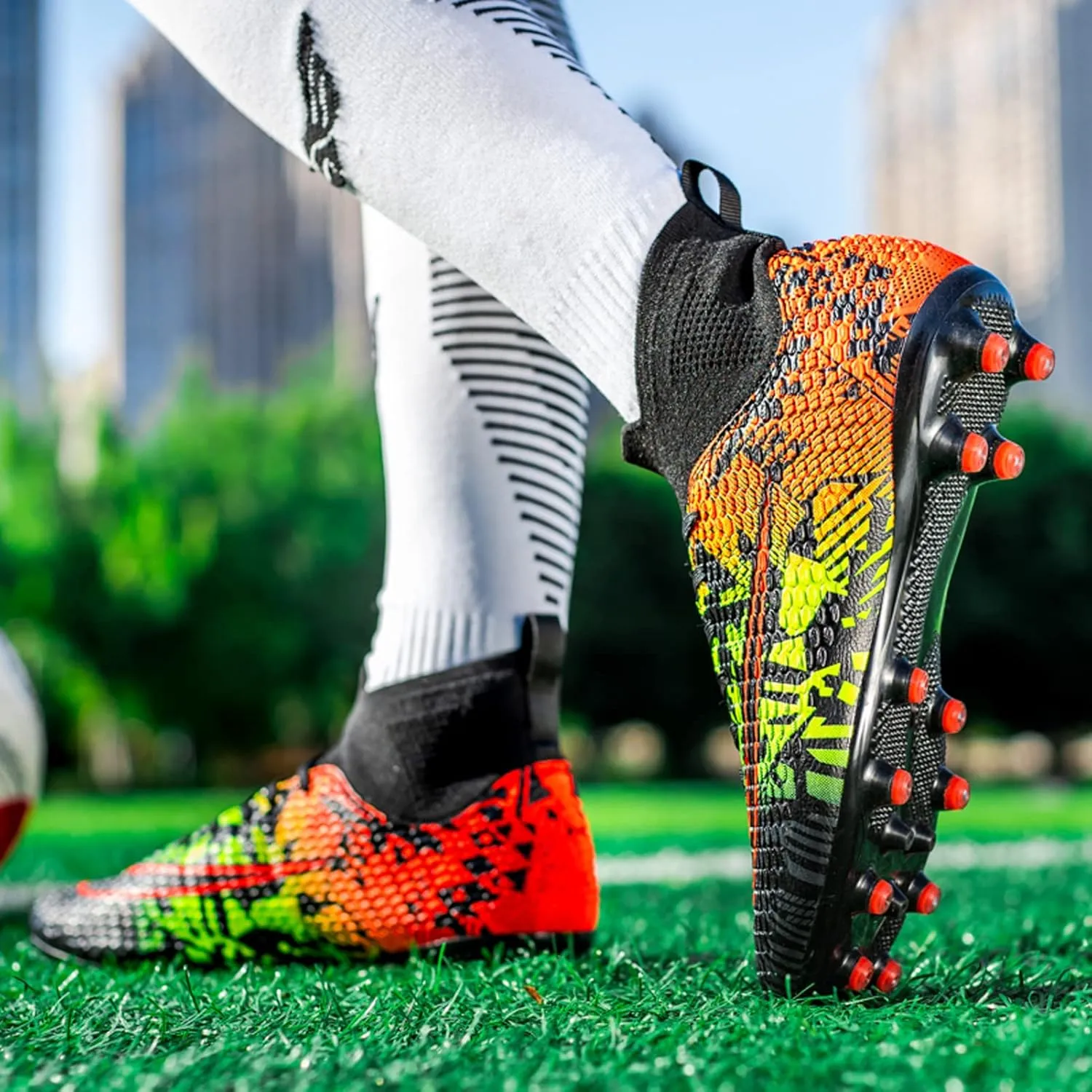 FLIOZY Mens Soccer Cleats Football Boots Professional Competition Training Sneakers Boy's Outdoor TF Turf Athletic Football Boots