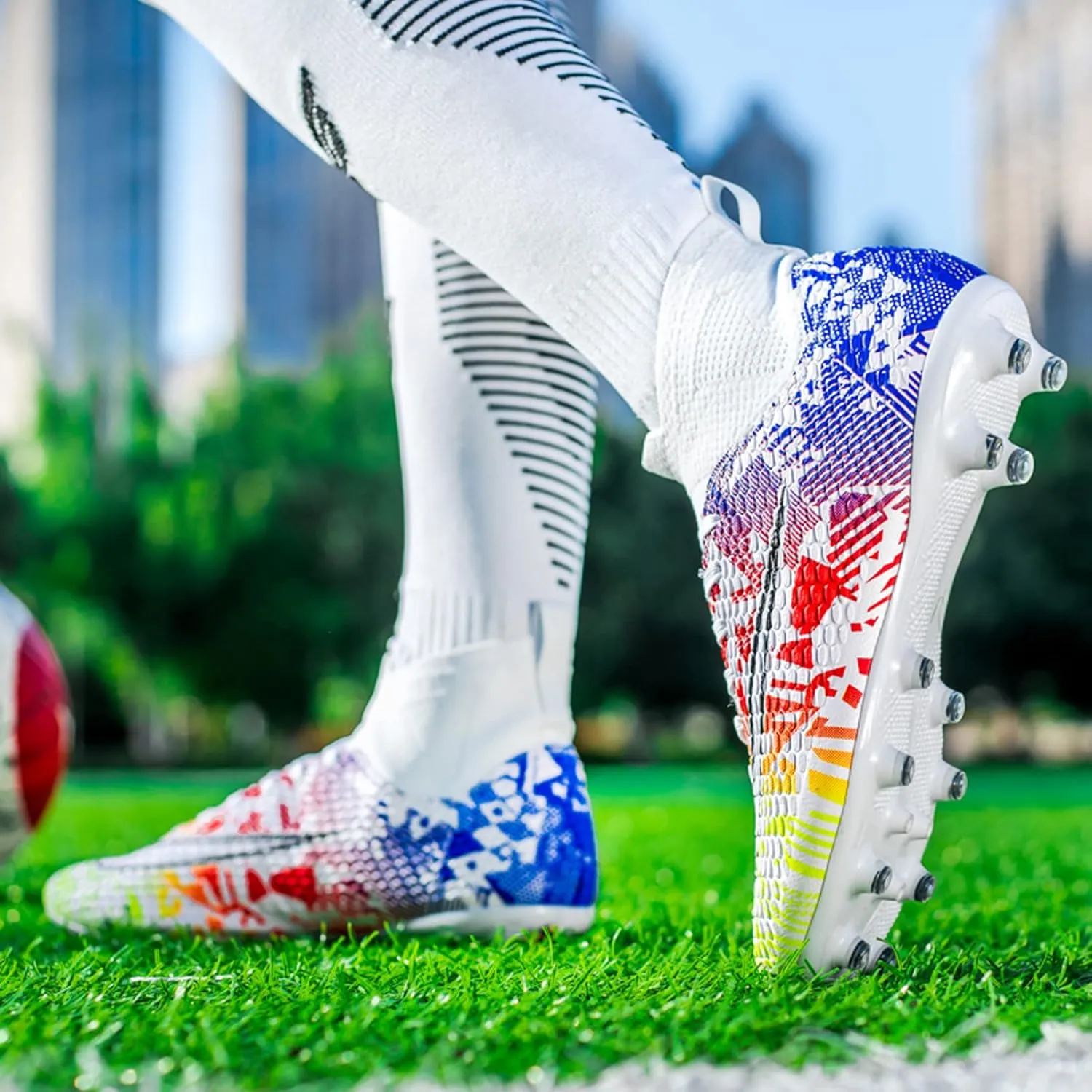 FLIOZY Mens Soccer Cleats Football Boots Professional Competition Training Sneakers Boy's Outdoor TF Turf Athletic Football Boots