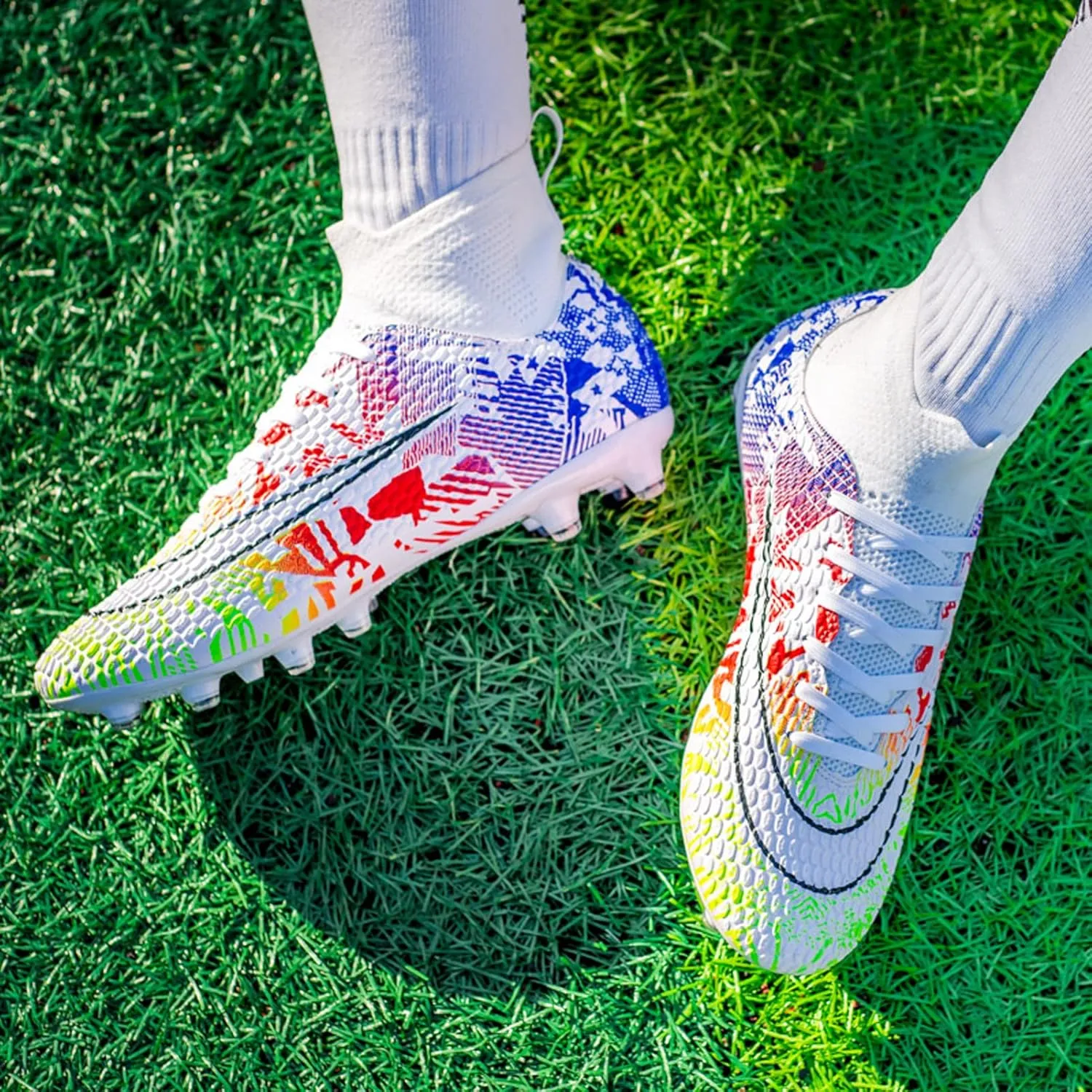 FLIOZY Mens Soccer Cleats Football Boots Professional Competition Training Sneakers Boy's Outdoor TF Turf Athletic Football Boots