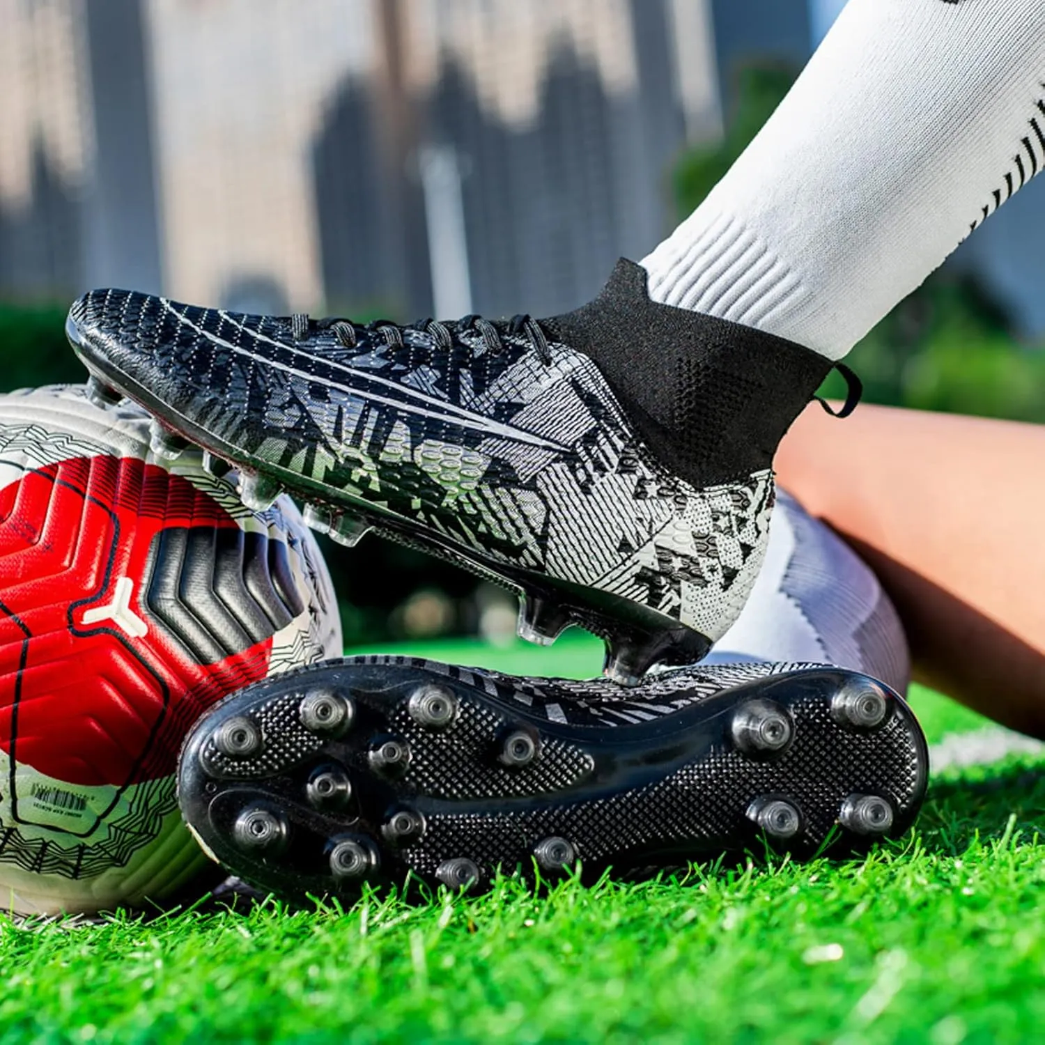FLIOZY Mens Soccer Cleats Football Boots Professional Competition Training Sneakers Boy's Outdoor TF Turf Athletic Football Boots