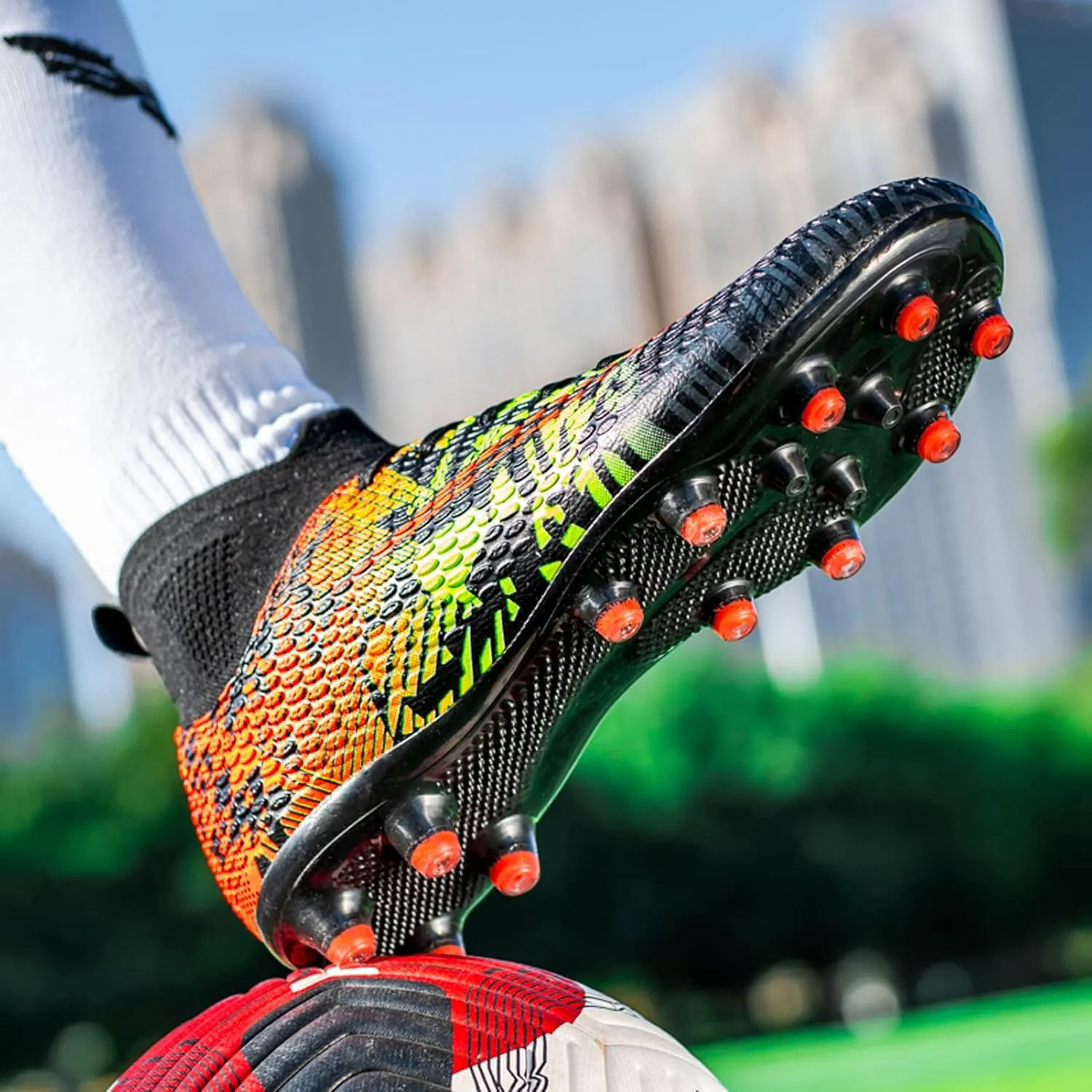 FLIOZY Mens Soccer Cleats Football Boots Professional Competition Training Sneakers Boy's Outdoor TF Turf Athletic Football Boots
