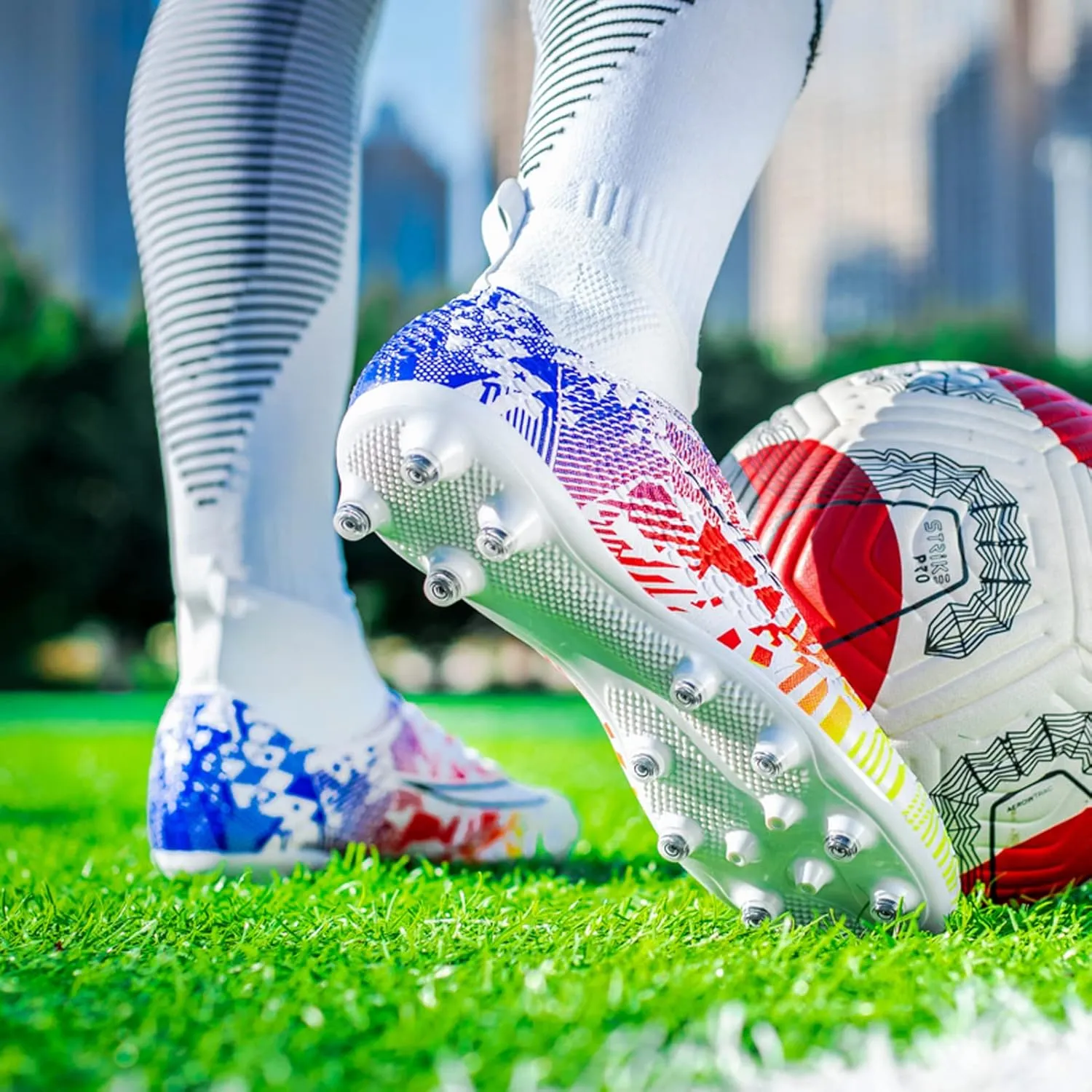 FLIOZY Mens Soccer Cleats Football Boots Professional Competition Training Sneakers Boy's Outdoor TF Turf Athletic Football Boots