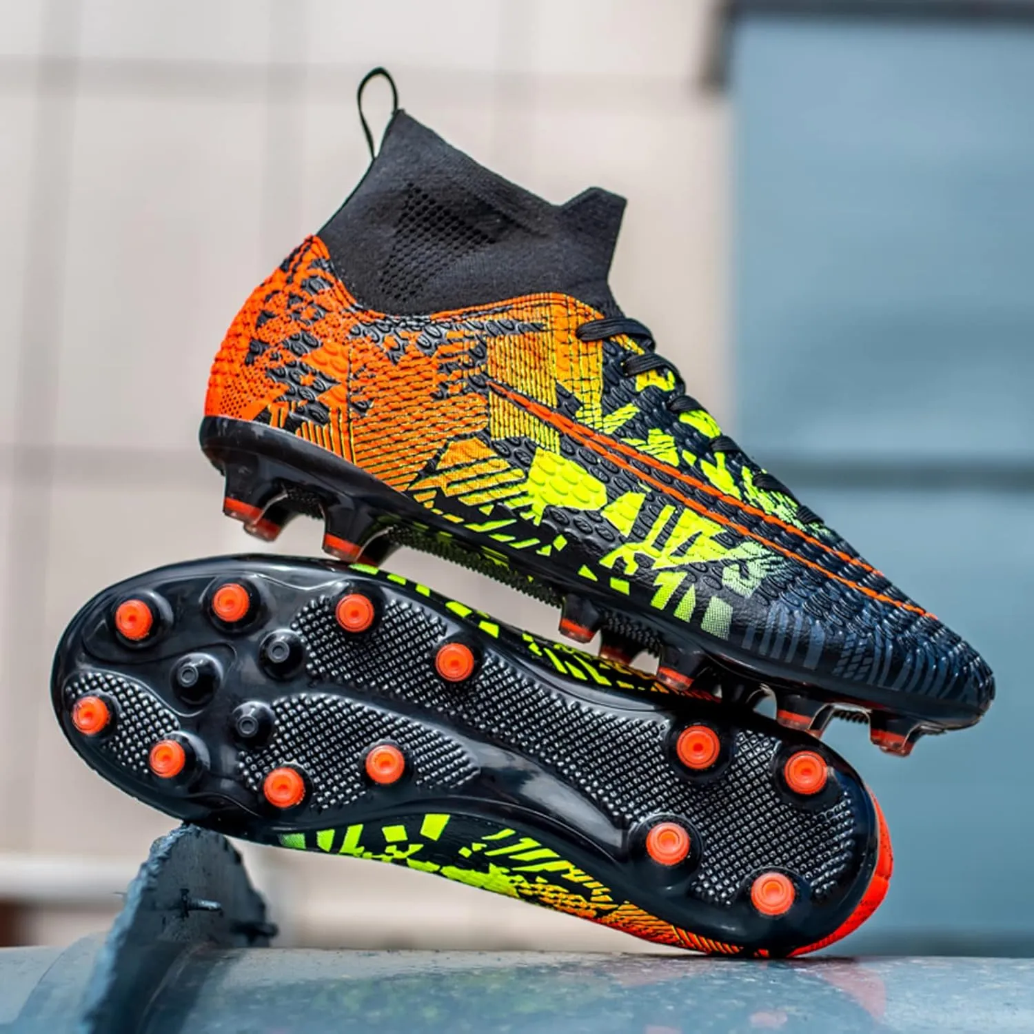 FLIOZY Mens Soccer Cleats Football Boots Professional Competition Training Sneakers Boy's Outdoor TF Turf Athletic Football Boots