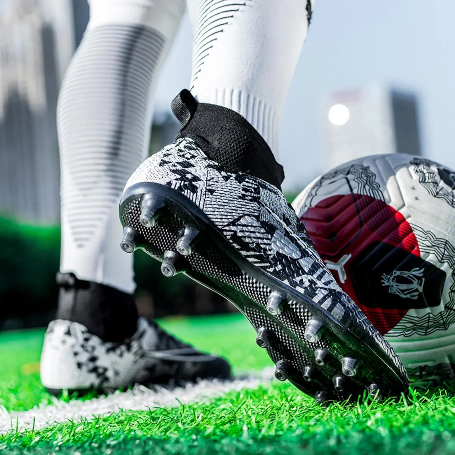 FLIOZY Mens Soccer Cleats Football Boots Professional Competition Training Sneakers Boy's Outdoor TF Turf Athletic Football Boots
