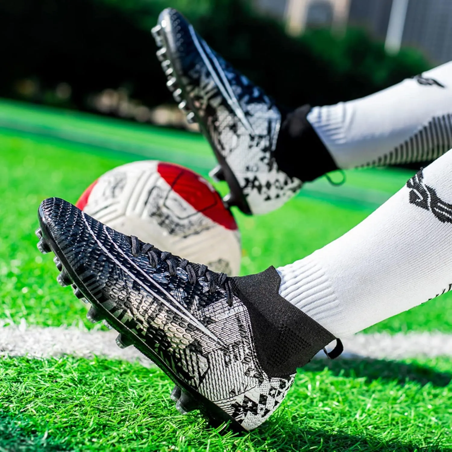 FLIOZY Mens Soccer Cleats Football Boots Professional Competition Training Sneakers Boy's Outdoor TF Turf Athletic Football Boots