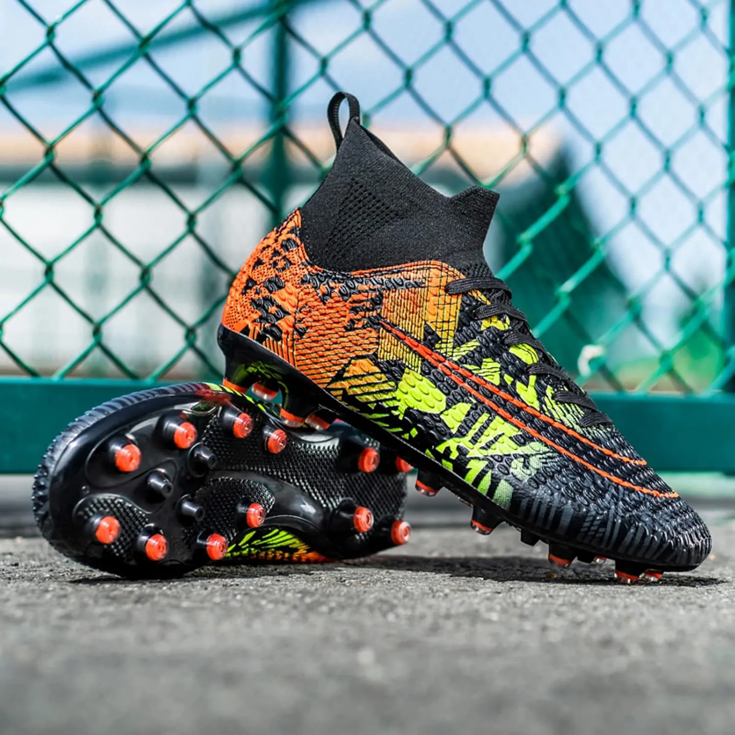 FLIOZY Mens Soccer Cleats Football Boots Professional Competition Training Sneakers Boy's Outdoor TF Turf Athletic Football Boots